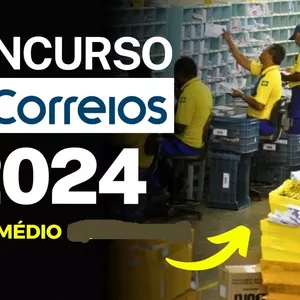 Imagem de capa para o Ebook Concurso Correios 2024 - Apostila nível médio 