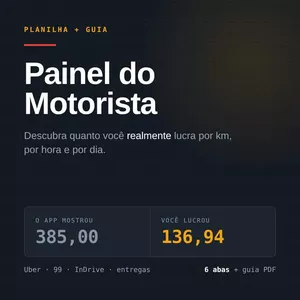 Imagem do curso Painel do Motorista - Planilha de Lucro Real para Motorista de Aplicativo