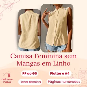 Imagem de capa para o Ebook Camisa Feminina sem Mangas em Linho