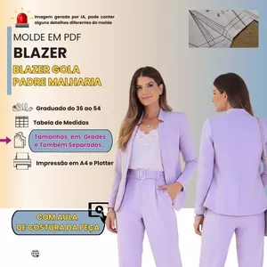 Imagem de capa para o Curso online MOLDE EM PDF -  BLAZER GOLA PADRE: MALHARIA (COM AULA DE COSTURA)