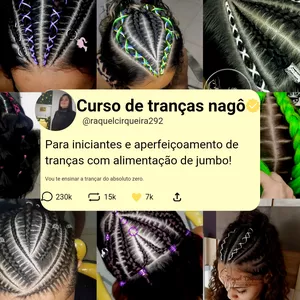 Imagem de capa para o Curso online Curso COMPLETO tranças nagô iniciantes do zero e alimentação com jumbo