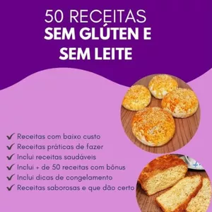 Imagem de capa para o Ebook 50 receitas sem glúten e sem leite