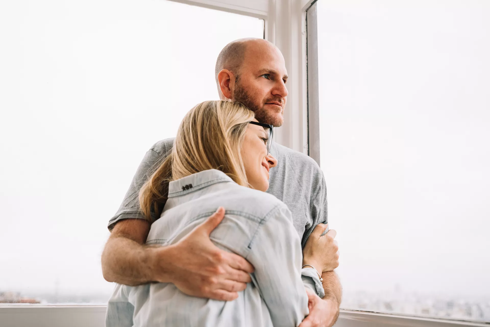 happy couple embracing with marriage and intimacy recovered