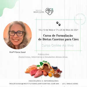 Imagem de capa para o Curso online CURSO DE FORMULAÇÃO DE DIETAS CASEIRAS PARA CÃES E GATOS - PROFA DRA FLÁVIA SAAD V2.0