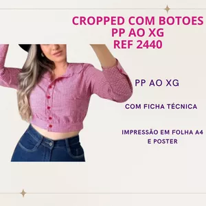 Imagem de capa para o Ebook molde cropped com botoes pp ao xg ref 2440