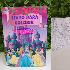 Imagem de capa para o Ebook Livro de colorir para impressão - livrinho de colorir das princesas 