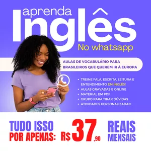 Imagem de capa para o Curso online CURSO DE INGLÊS PELO WHATSAPP - FOCO: VIAGEM PARA A EUROPA -  CURSOSOUL 