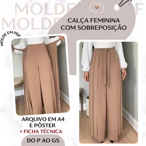 Imagem de capa para o Ebook Calça Feminina com Sobreposição - Molde em PDF