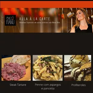 Imagem de capa para o Curso online Aula À La Carte - Steak Tartare, Penne com aspargos e pancetta,  Profiteroles.