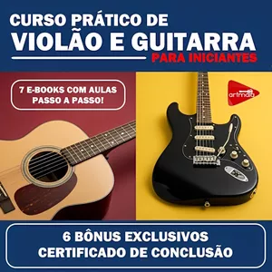 Imagem de capa para o Ebook Curso Prático de Violão e Guitarra Para Iniciantes