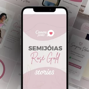 Imagem de capa para o Curso online Canva Posts - Semijoias Rosé Gold - 110 Templates Stories