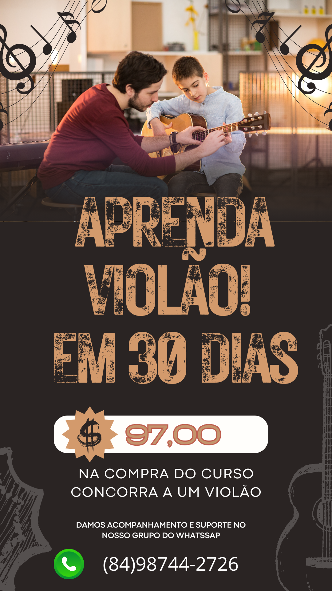 Imagem do curso APRENDA A TOCAR VIOLÃO EM 30 DIAS OU SEU DINHEIRO DE VOLTA