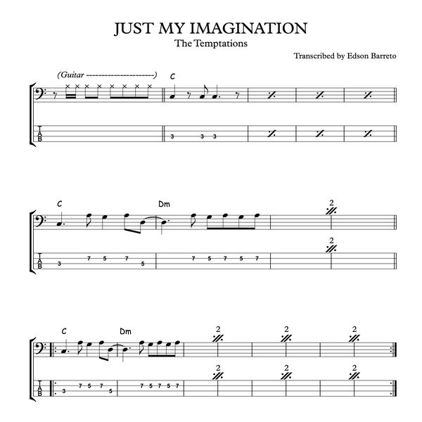 The Temptations Papa Was A Rolling Stone Bass Tab Just My Imagination The Temptations Bass Transcription Score