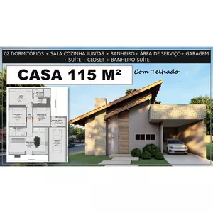 Imagem de capa para o Ebook PROJETO DE CASA 115 M2 | ARQUITETÔNICO + IMAGENS 3D +ARQUIVOS EM DWG, IFC E PDF