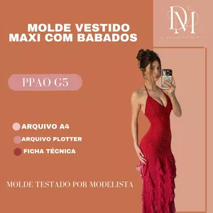 Imagem de capa para o Ebook MOLDE VESTIDO MAXI COM BABADOS