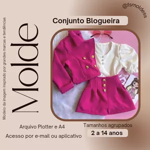 Imagem de capa para o Ebook Molde conjunto blogueirinha infantil três peças 