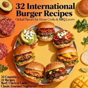 Cover image for Ebook 32 International Burger Recipes