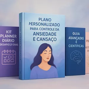 Imagem de capa para o Ebook Plano Personalizado para Ansiedade e Cansaço Feminino + 3 Bônus Exclusivos de Autocuidado
