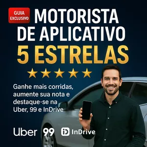 Imagem de capa para o Ebook Guia | Cartilha Motorista de Aplicativo 5 Estrelas – Evite bloqueios, aumente sua nota e conquiste passageiros na Uber, 99 e InDrive