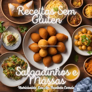 Imagem de capa para o Ebook E-book Receitas Salgadinhos e Massas sem glúten e low carb