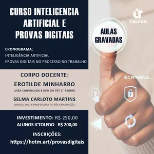 Imagem de capa para o Curso online CURSO INTELIGÊNCIA ARTIFICIAL E PROVAS DIGITAIS