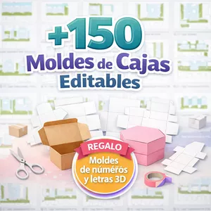 Imagen de portada para Curso online Mega Pack de 150 Plantillas de Cajas Editables + Bono de Letras y Números 3D
