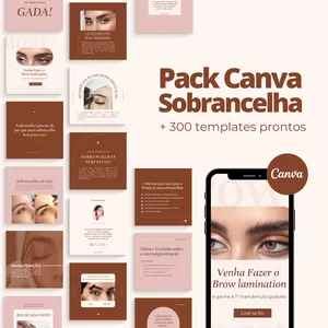 Imagem de capa para o Curso online Pack Canva Sobrancelhas