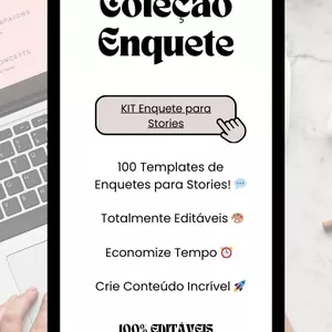 Imagem de capa para o Ebook 100 Templates no Canva de Enquetes para Stories