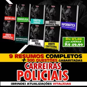 Imagem de capa para o Curso online RESUMOS E QUESTÕES - CARREIRAS POLICIAIS
