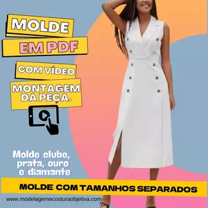 Imagem de capa para o Curso online MOLDE EM PDF - VESTIDO ALFAIATARIA COM GOLA E FENDA. (COM VÍDEO MONTAGEM DA PEÇA)