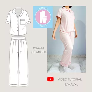 Imagen de portada para Ebook Patrón de Pijama de mujer tallas desde S hasta la XL - patrones de costura en pdf de descarga instantanea