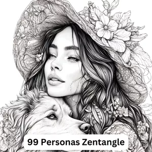 Cover image for Ebook 99 Personas Zentangle - Libro Digital para Colorear
