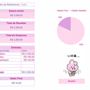 Imagem de capa para o Curso online Planilha Financeira Pessoal Cooky BTS