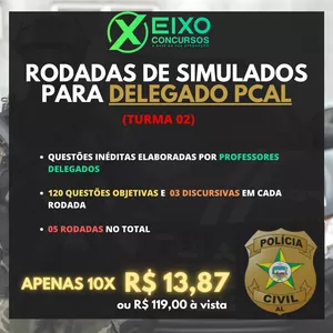 Imagem de capa para o Curso online Rodadas de Simulados para DELEGADO PCAL (Questões Objetivas e Discursivas) - TURMA 02
