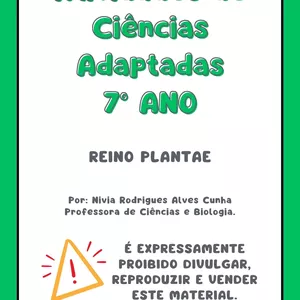 Imagem de capa para o Ebook ATIVIDADE DE CIENCIAS ADAPTADAS - 7° ANO - REINO PLANTAE