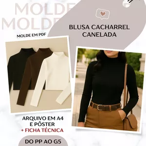Imagem de capa para o Ebook Blusa Cacharrel Canelada - Molde em PDF