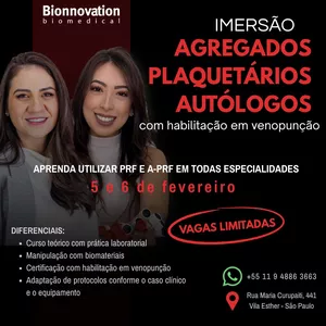 Imagem de capa para o Evento presencial Imersão Agregados Plaquetários Autólogos