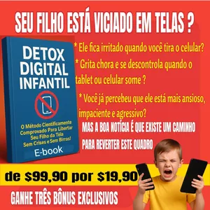Imagem de capa para o Ebook DETOX DIGITAL INFANTIL  O Método Cientificamente Comprovado Para Libertar Seu Filho da Tela Sem Crises e Sem Birras!