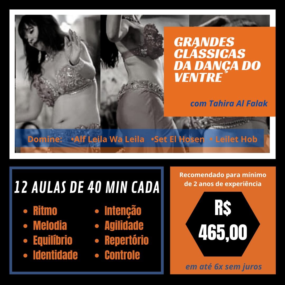 Imagem do curso GRANDES CLÁSSICAS DA DANÇA DO VENTRE COM TAHIRA AL FALAK - 3 MÚSICAS QUE A BELLYDANCER DEVE DOMINAR!