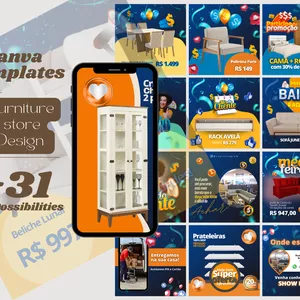 Cover image for Online course Canva Template furniture shop +31 possibilities