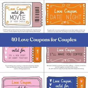 Cover image for Ebook 40 Printable Love Coupons for Couples 