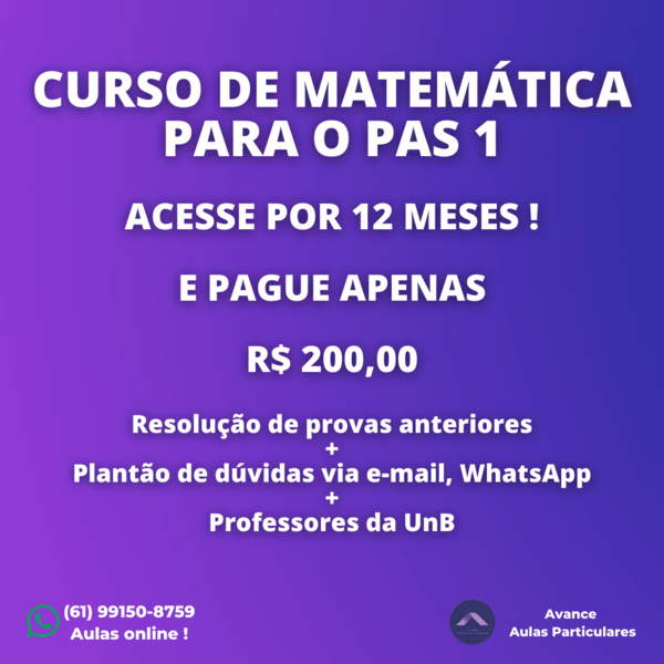 Imagem do curso Matemática para o PAS 1/UnB (ATUALIZADO 2024)