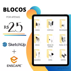 Imagem de capa para o Curso online PACK DE BLOCOS DE QUALIDADE PARA SKETCHUP + ENSCAPE