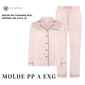 Imagem de capa para o Ebook MOLDE (EM PDF) DE PIJAMA FEMININO AMERICANO LONGO PP AO EXG