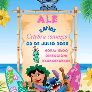 Imagen de portada para Curso online Plantillas Editables CumpleañosLilo y Stitch 