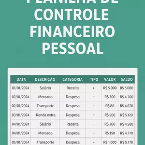 Imagem de capa para o Ebook Planilha de Controle Financeiro Pessoal