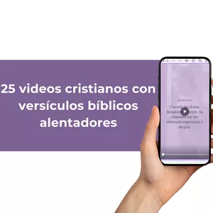 Imagen de portada para Curso online 25 videos cristianos con versículos bíblicos alentadores, para Instagram Reels, TikTok, YouTube Shorts, Pinterest Idea Pins, editables en Canva