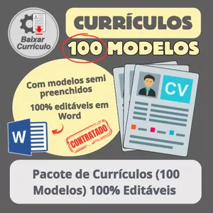 Imagem de capa para o Curso online Currículos (100 Modelos) Com Modelos Semi Preenchidos/ 100% Editáveis em Word + Software em Excel