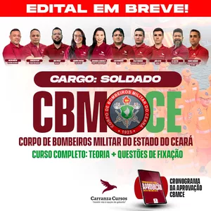 Imagem de capa para o Curso online CBMCE - Curso Completo - Teoria + Questões - Cargo Soldado 