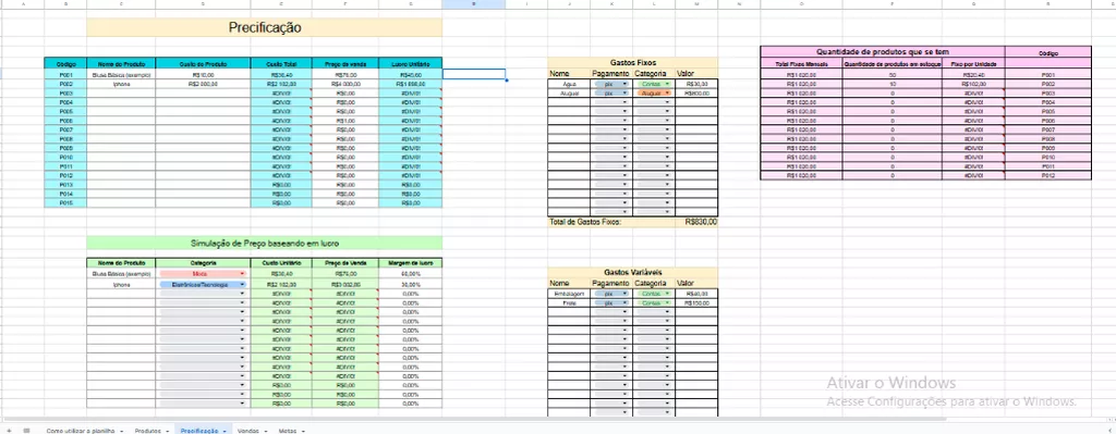 A planilha que toda empreendedora precisa para lucrar.